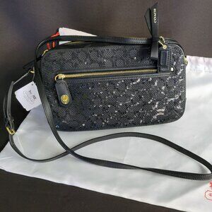 Coach Poppy Signature Sequin Flight Bag